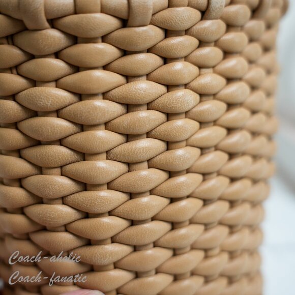 NWT  Tory Burch Emerson Woven Mini Bucket Bag in Ginger Shortbread 160648 - Picture 8 of 12